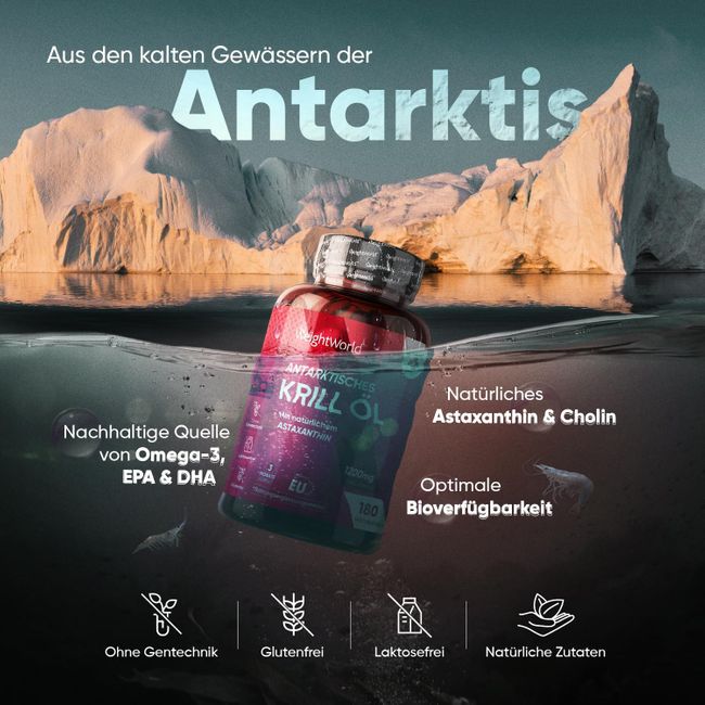WeightWorld Antarktisches Krillöl für Augen, Gelenke und Haare · 180 Weichkapseln – Bild 2