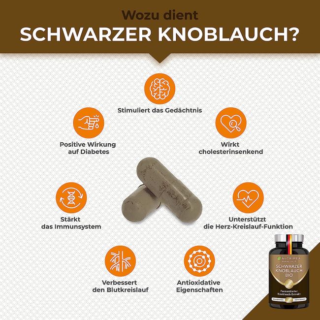 Nutrimea Schwarzer Knoblauch BIO aus Knoblauchextrakt · 90 Kapseln – Bild 2