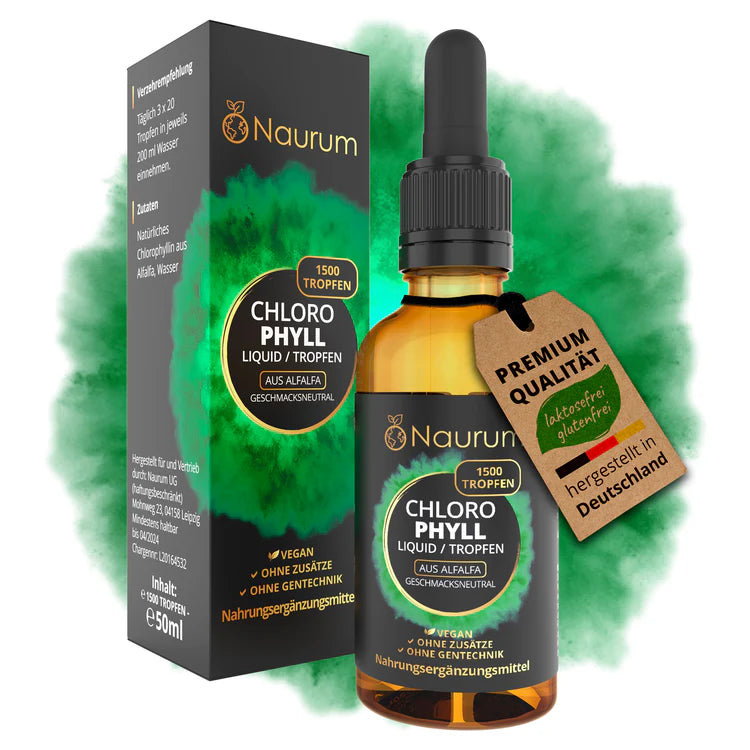 Naurum Chlorophyll Liquid Tropfen · Natürliches Chlorophyll aus Alfalfa · 50 ml