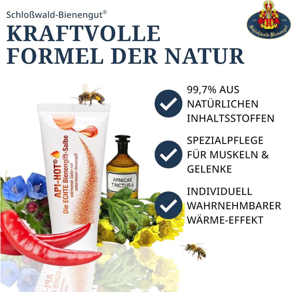 Schloßwald-Bienengut Die ECHTE Bienengift-Salbe API-HOT® + API-REGENT® (2x50ml) + Gratis Probe – Bild 2