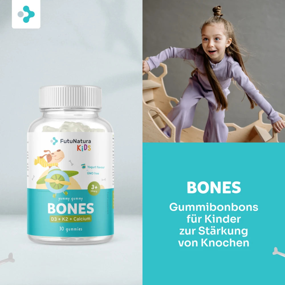 FutuNatura Bones für Kinder zur Stärkung von Knochen und Zähnen · 30 Gummibonbons – Bild 5