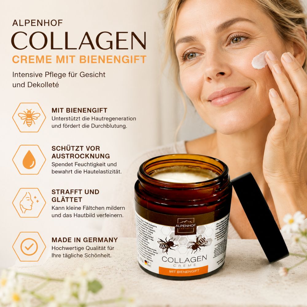 Alpenhof Collagen Creme mit Bienengift zur täglichen Pflege von Gesicht und Dekolleté · 100ml – Bild 2