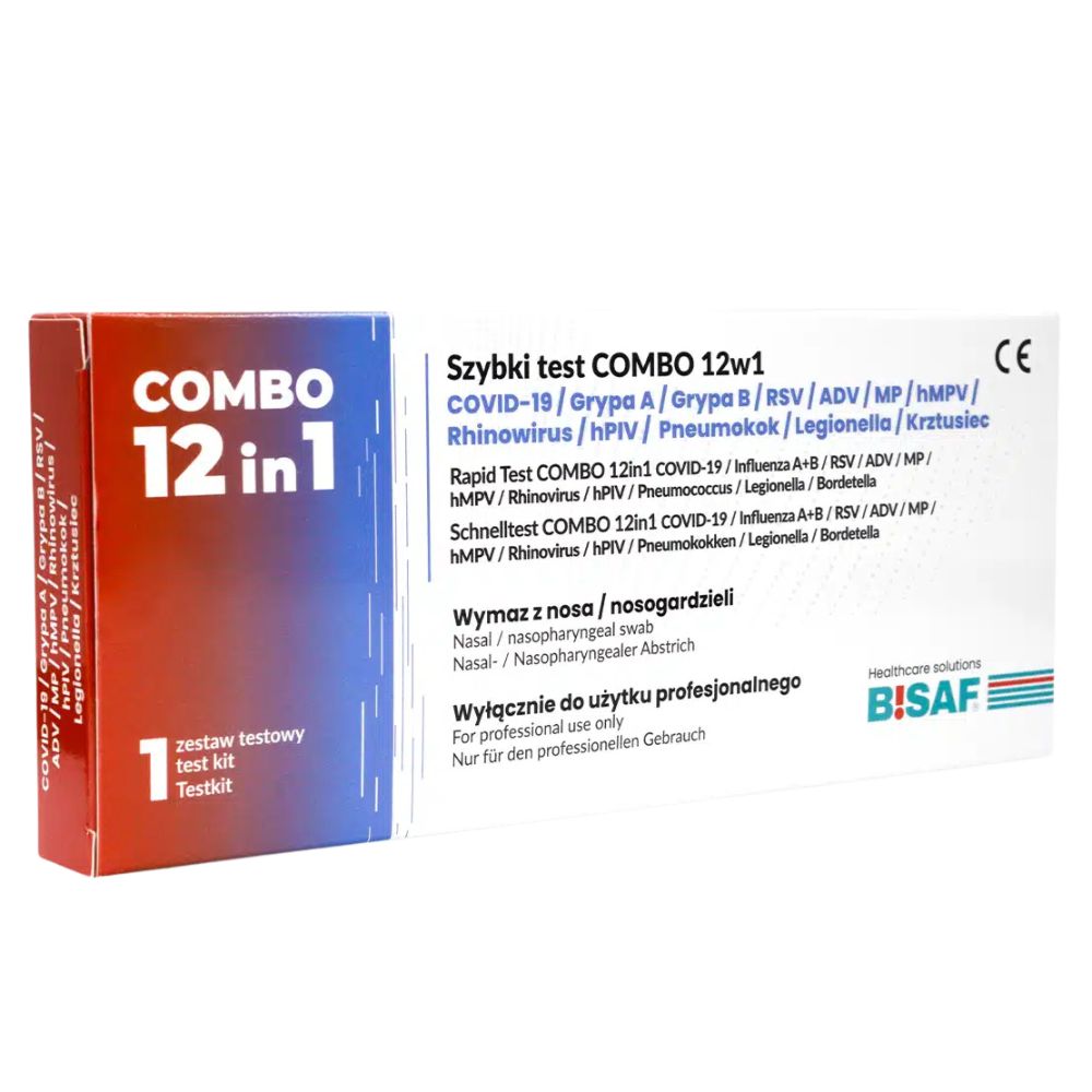 BISAF | 12in1 Test COVID‑19, Influenza, RSV, ADV, hMPV, RhV, hPIV, MP, LP, Pneumokokken, Keuchhusten + Gratis Nanovio FFP2
