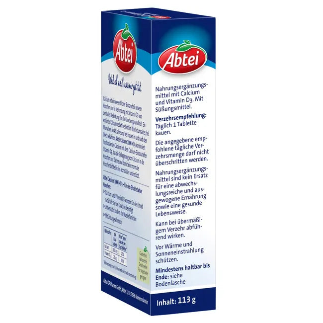 Abtei Calcium 1000 + Vitamin D3 · 30 Vital Kautabletten – Bild 4