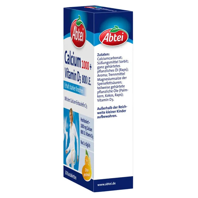 Abtei Calcium 1000 + Vitamin D3 · 30 Vital Kautabletten – Bild 3