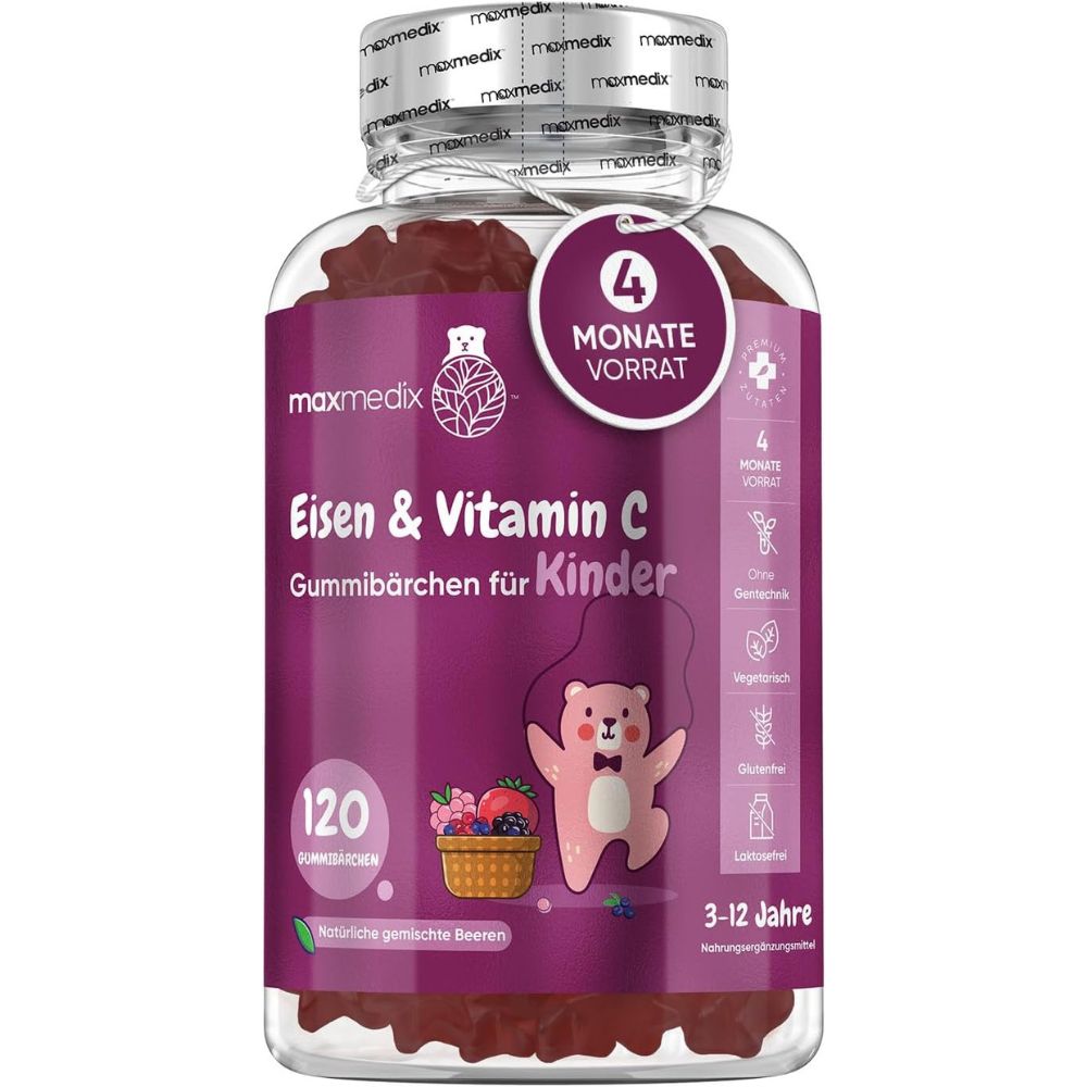 maxmedix Eisen & Vitamin C Gummibärchen für Kinder · 120 Stück