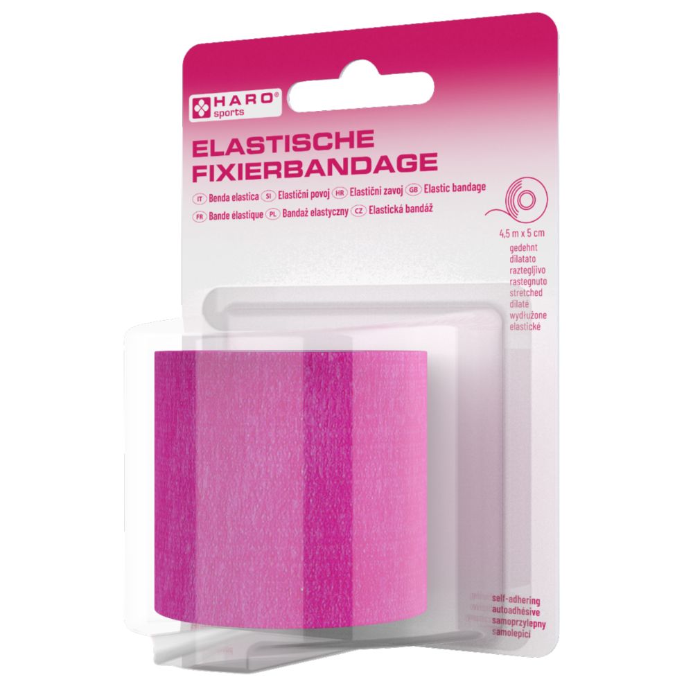Haro Elastische Fixierbandage · Pink 4,5m x 5cm