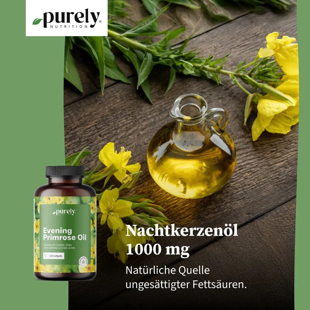 Purely Evening Primrose Oil (Nachtkerzenöl) 1000 mg · 120 Weichkapseln – Bild 2