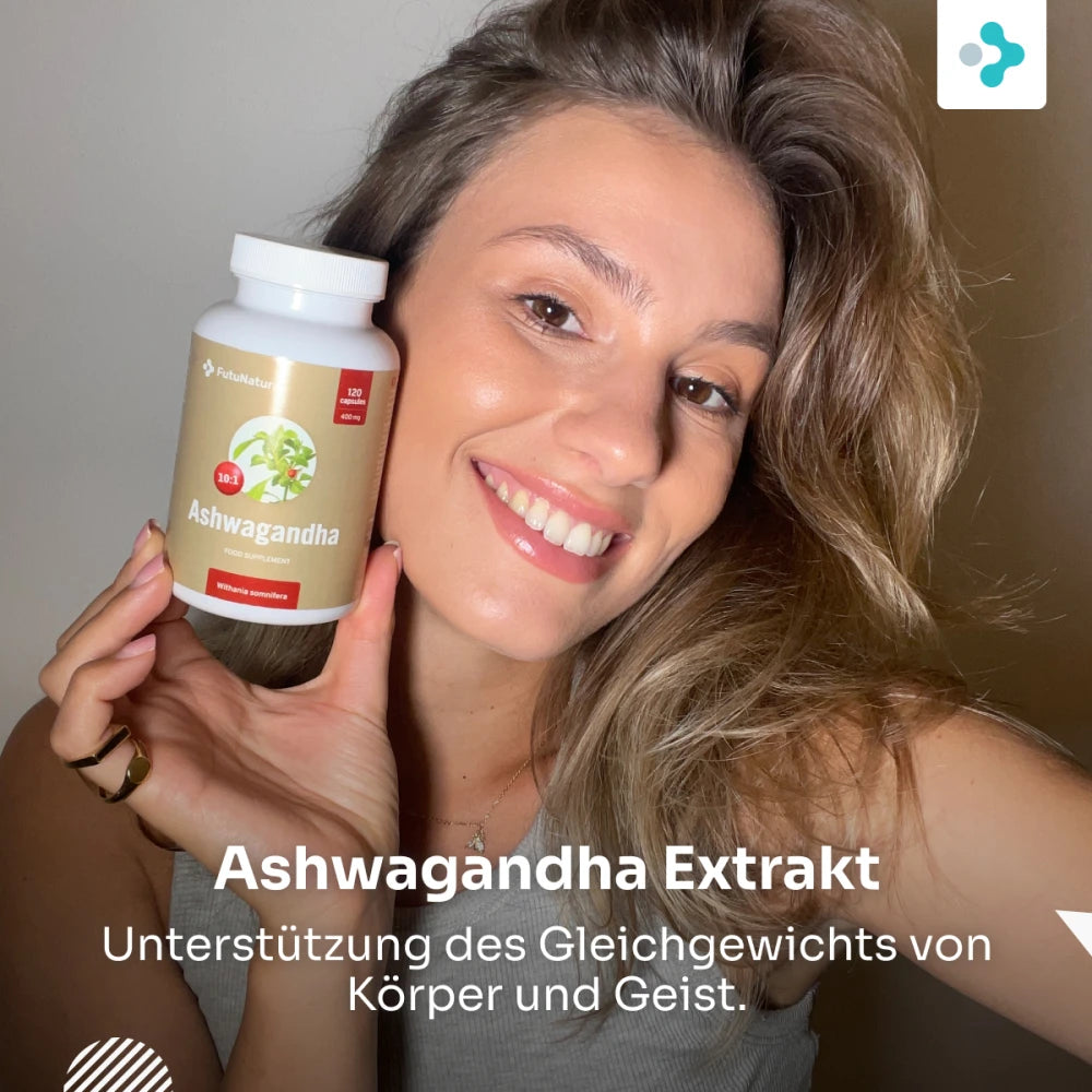FutuNatura Ashwagandha Extrakt · starker Extrakt 10:1 · Hormone · 120 Kapseln – Bild 2