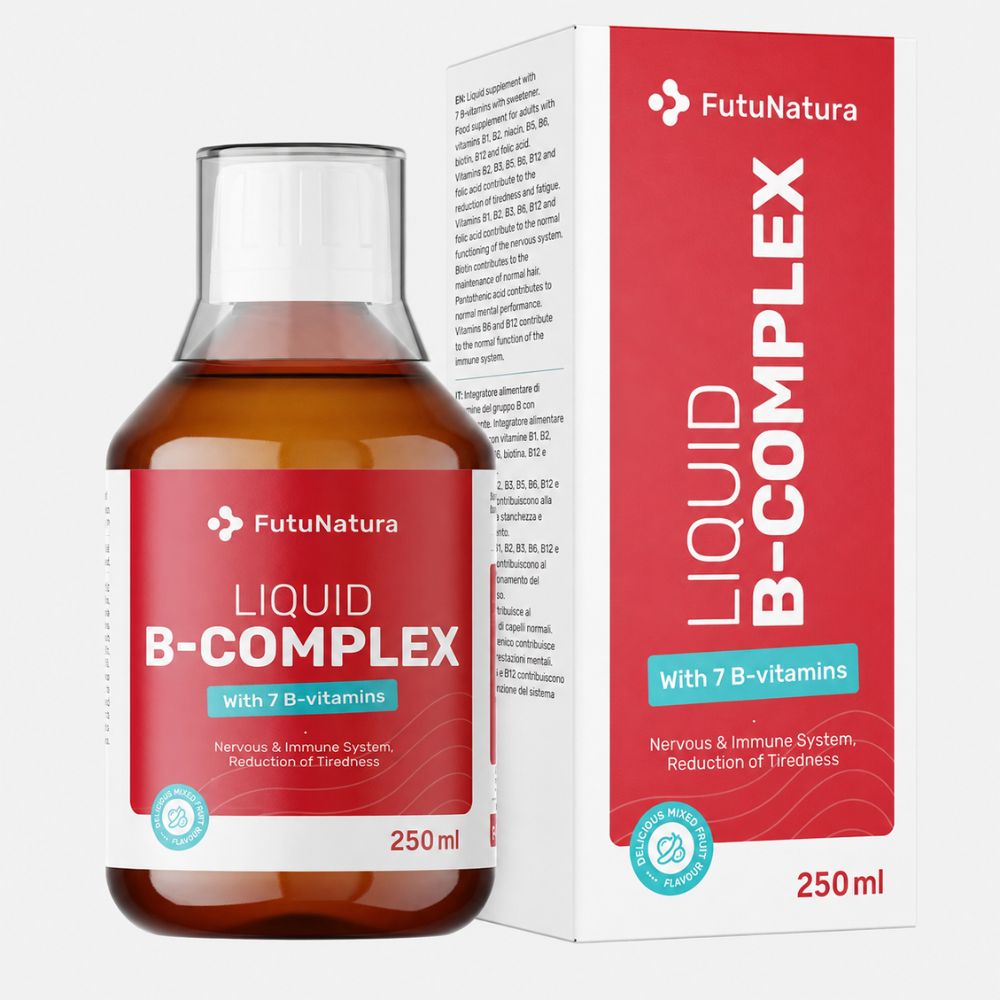 FutuNatura | B-Komplex flüssig – 7 B-Vitamine mit Tutti-Frutti-Geschmack - 250 ml