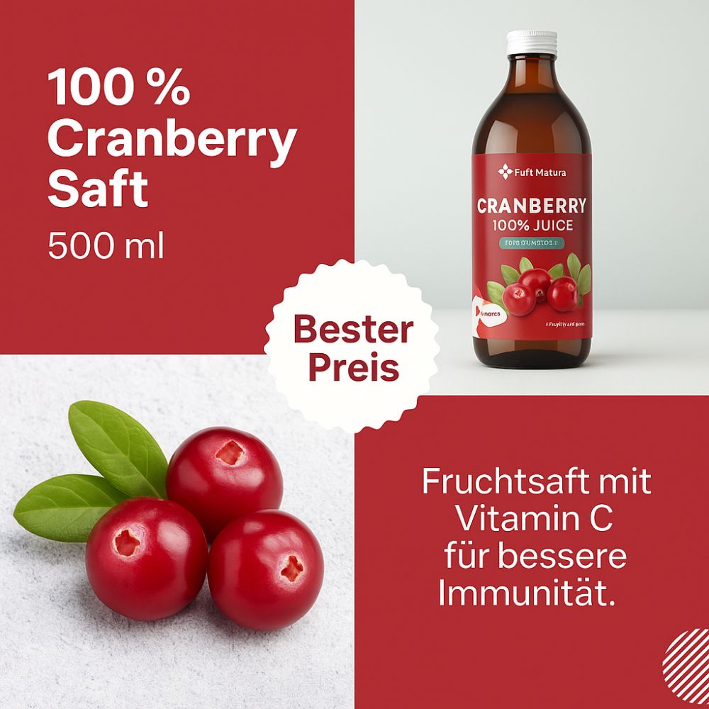 FutuNatura 100 % Cranberrysaft für Blase und Harnwege · 500ml – Bild 2
