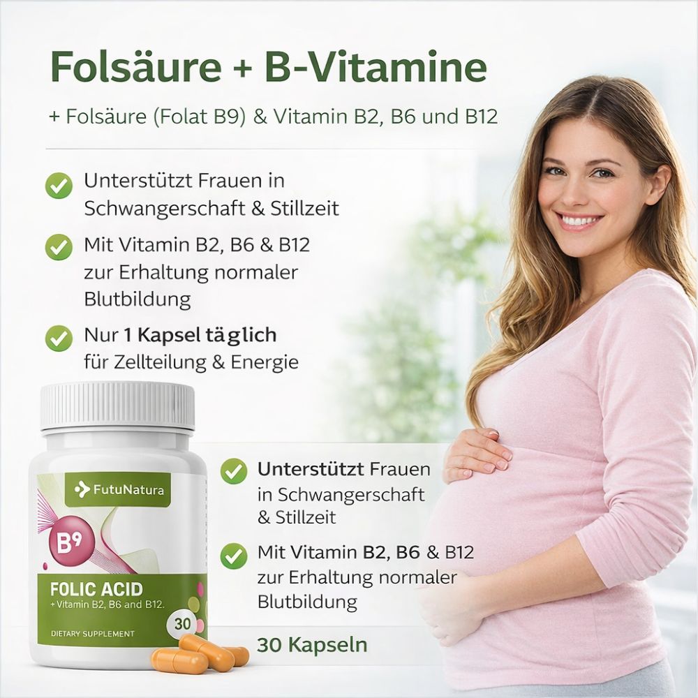 FutuNatura Folsäure (Folat B9) · Schwangerschaft und Stillen · 30 Kapseln – Bild 2