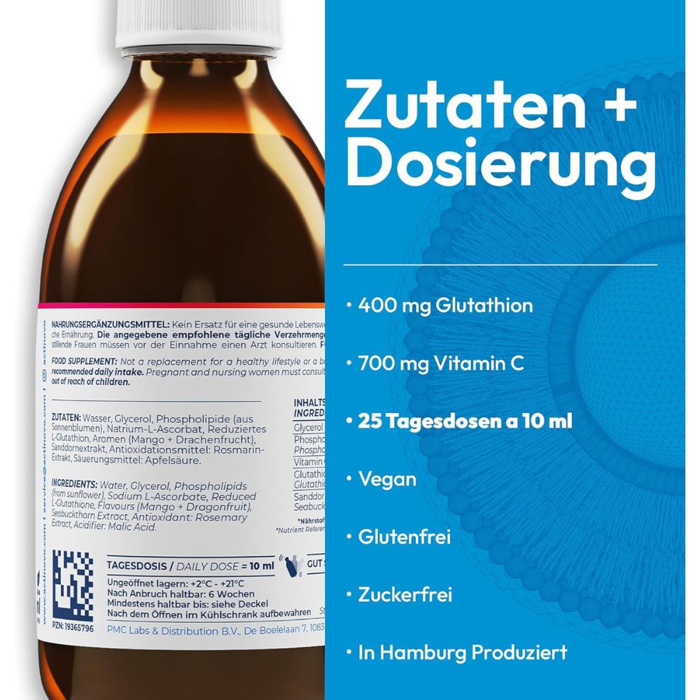 ActiNovo Glutathion Liposomal 400mg mit Mango- & Drachenfruchtgeschmack · 250ml – Bild 2