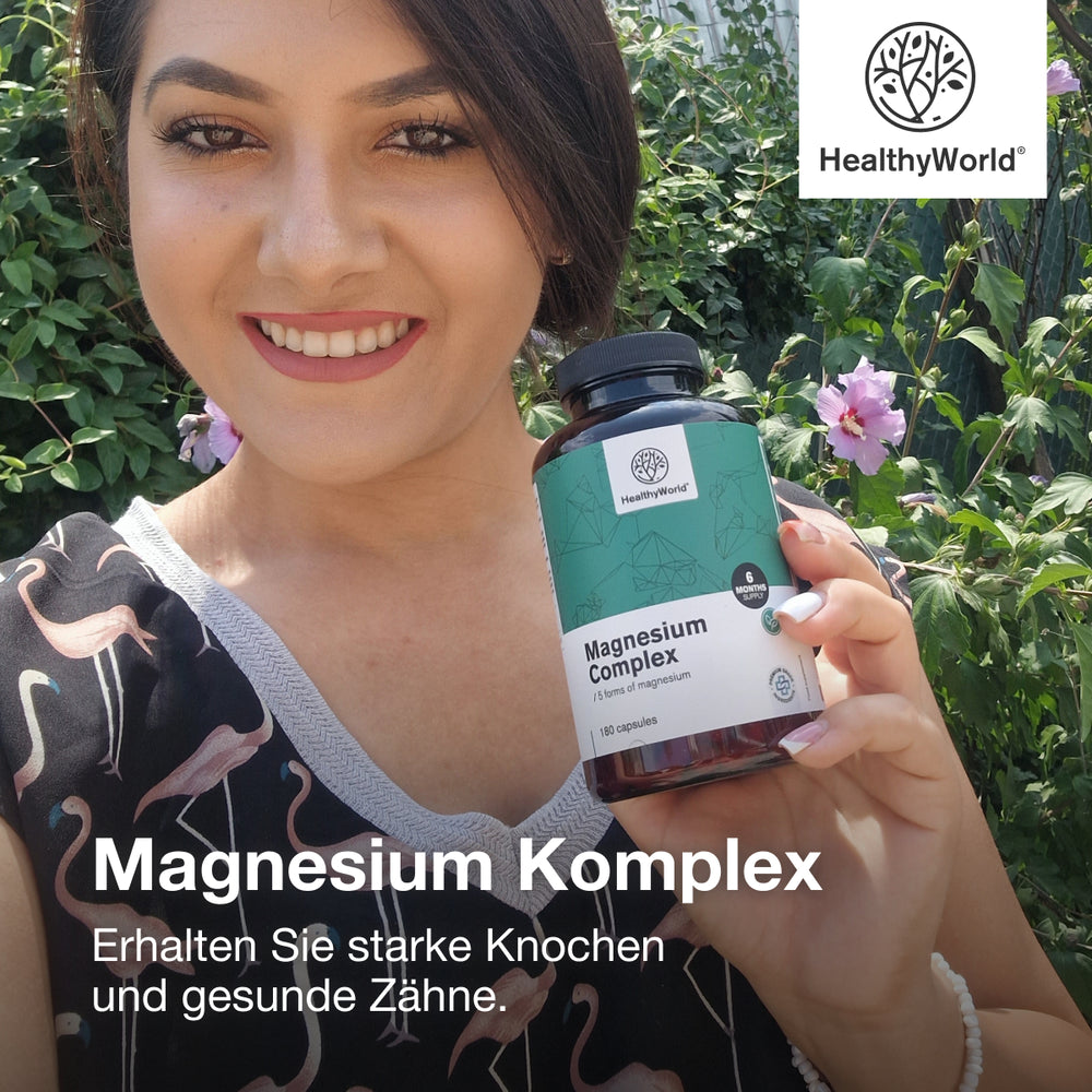 HealthyWorld Magnesium Komplex · 5 Magnesiumformen für Muskeln, Energie & Nerven · 180 Kapseln – Bild 2