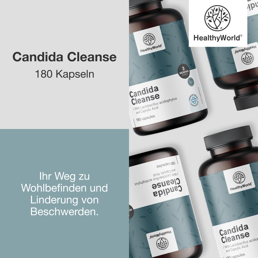 HealthyWorld Candida Cleanse für Gleichgewicht der Darm- und Vaginalflora · 180 Kapseln – Bild 2