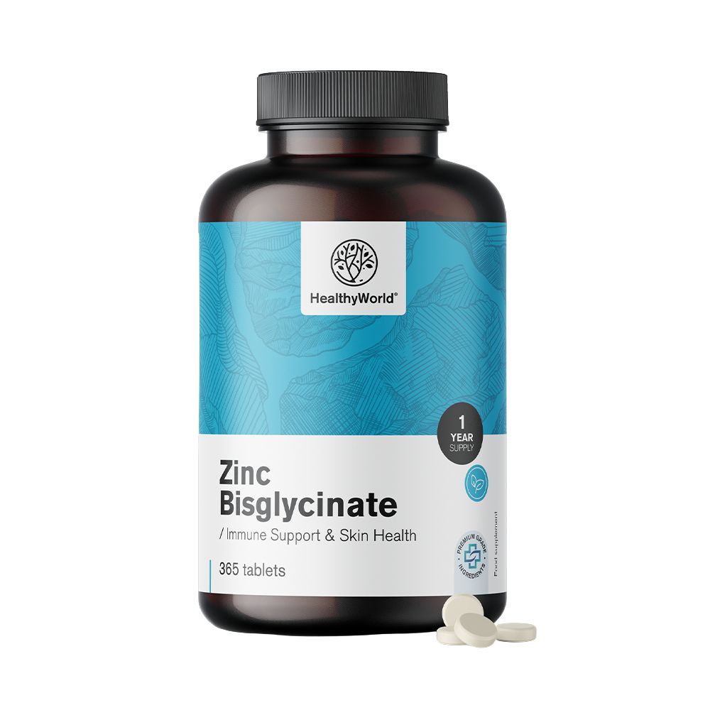 HealthyWorld Zinkbisglycinat 15 mg für Haut, Haare, Nägel & Immunsystem · 365 Tabletten