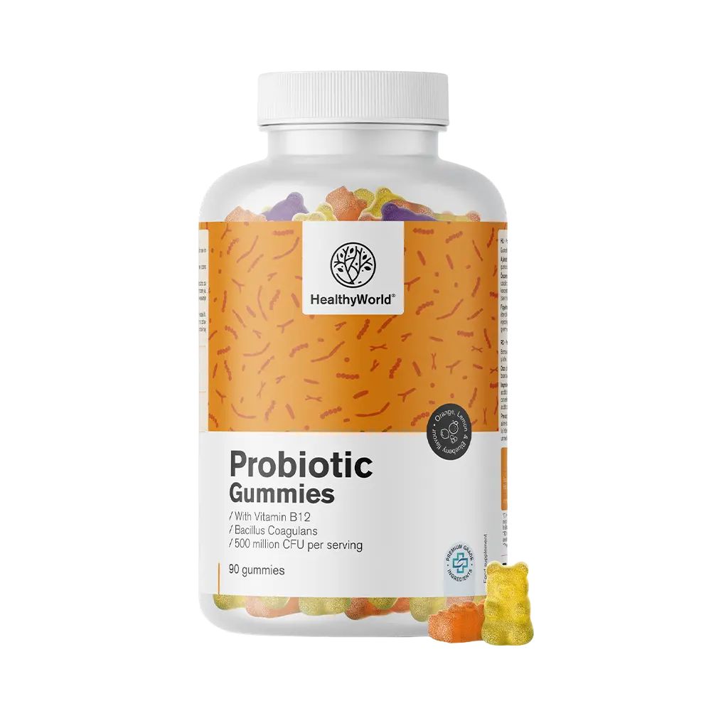 HealthyWorld Probiotic · Gummis mit mikrobiellen Kulturen · 90 Gummibonbons