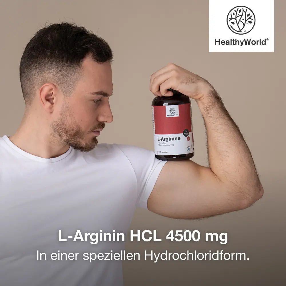 HealthyWorld L-Arginin HCL 4500 mg für Aktive, Männer und Senioren · 365 Kapseln – Bild 2