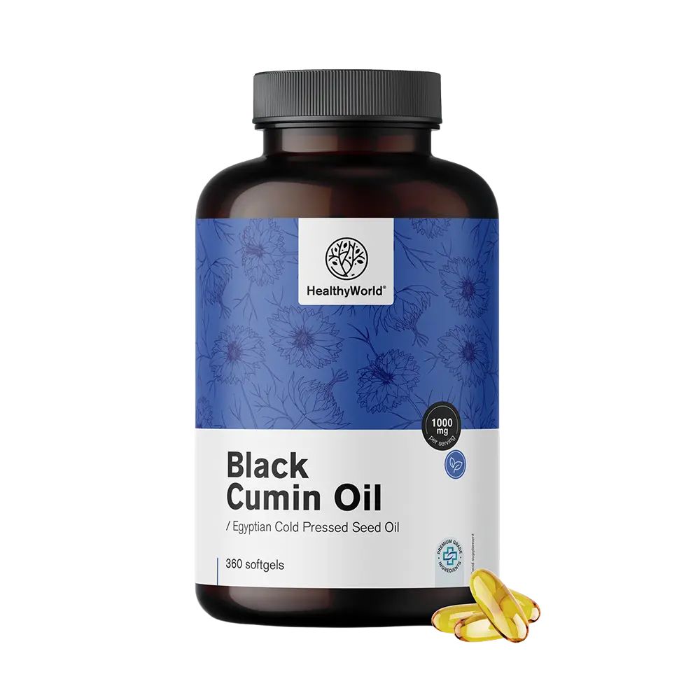 HealthyWorld Schwarzkümmelöl 1000 mg · 360 Weichkapseln