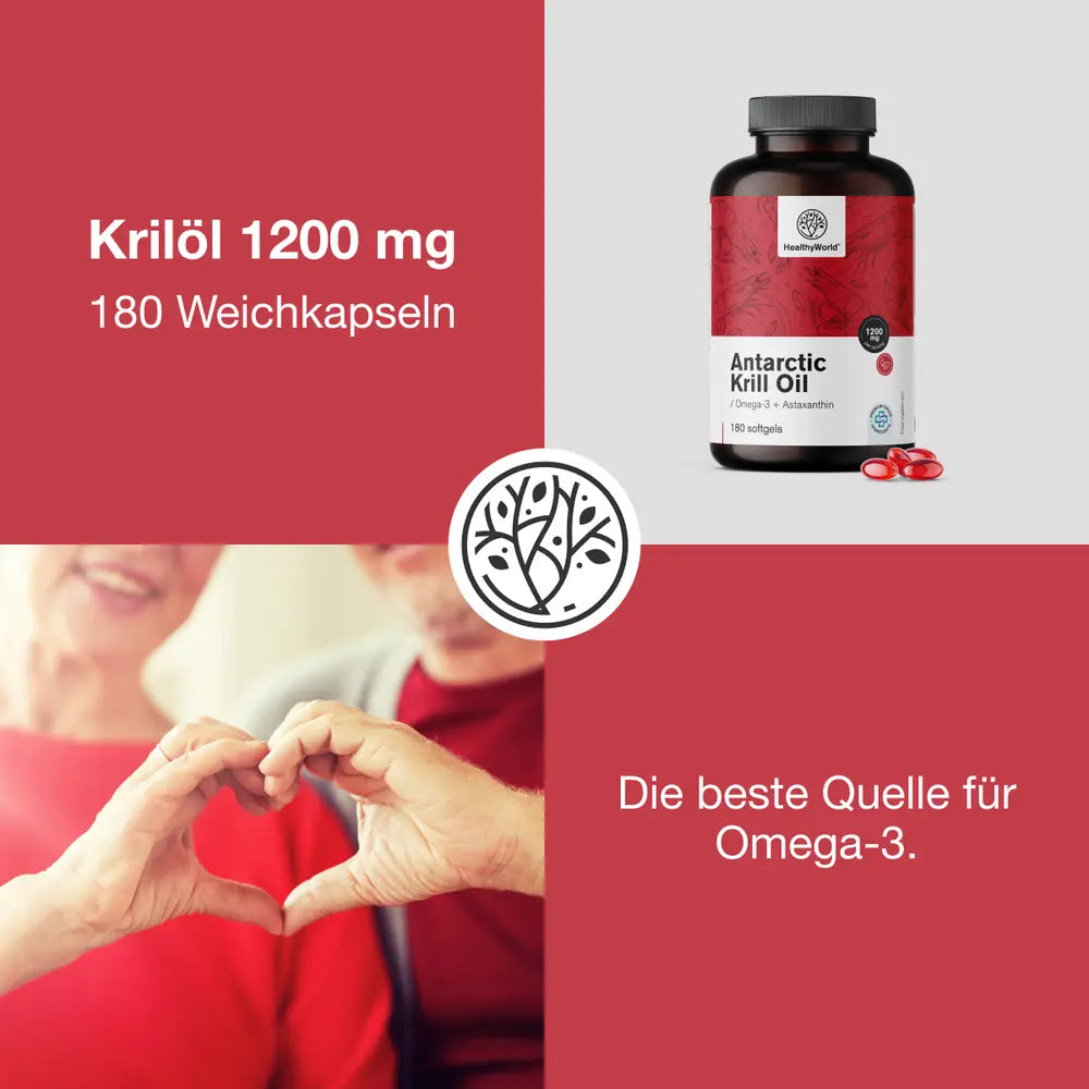 HealthyWorld Krillöl 1200 mg für Herz, Blutgefäße und Leber · 180 Weichkapseln – Bild 2