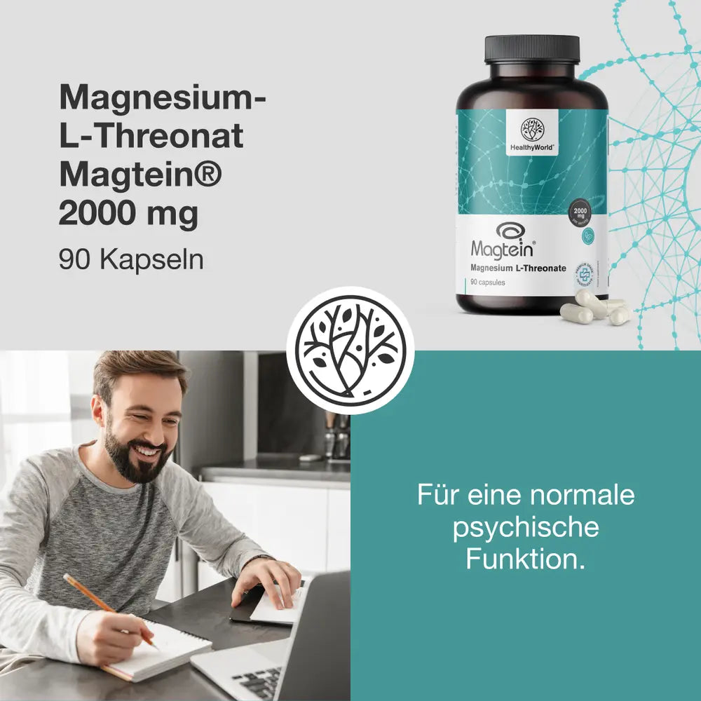 HealthyWorld Magnesium Magtein® L-Threonat 2000 mg · 90 Kapseln – Bild 2