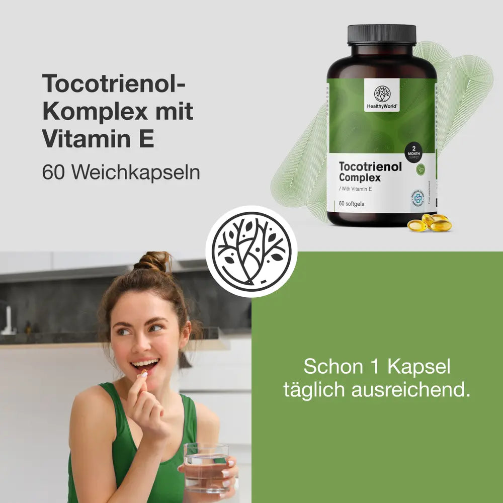 HealthyWorld Tocotrienol-Komplex mit Vitamin E · 60 Weichkapseln – Bild 2