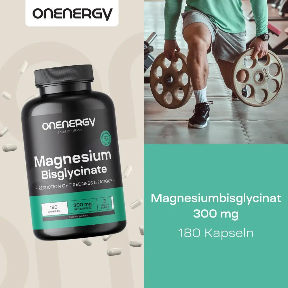 OnEnergy Magnesiumbisglycinat 300 mg für maximale Effizienz · 180 Kapseln – Bild 2