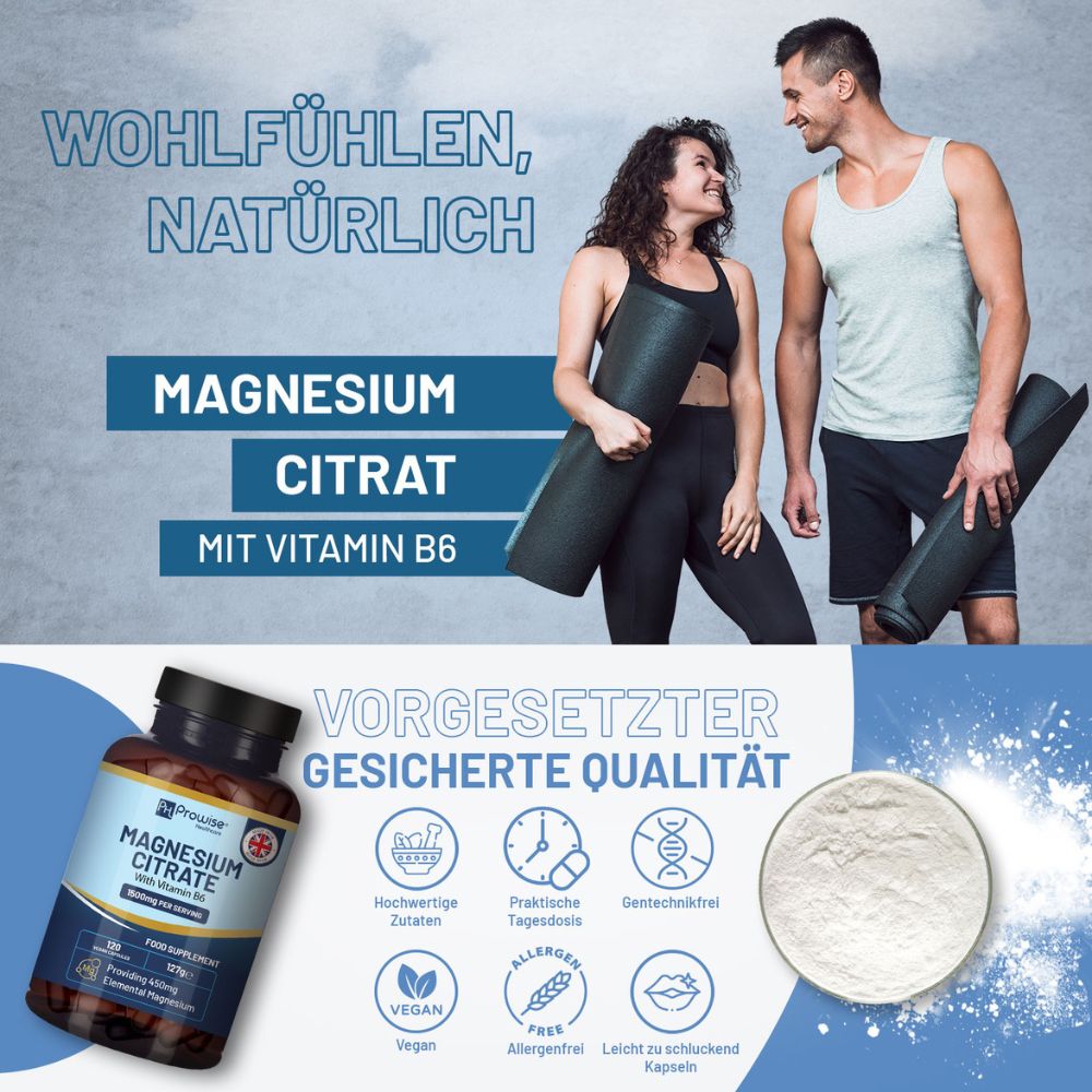 Prowise Healthcare Magnesiumcitrat 1500 mg mit Vitamin B6 · 120 Kapseln – Bild 2