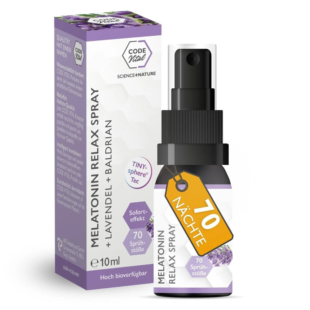 Code Vital Melatonin · Lavendel- Baldrian Relax Spray · Für erholsamen SCHLAF