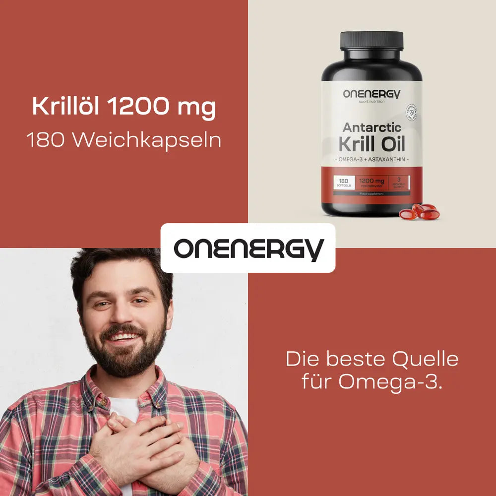 OnEnergy Antarctic Krillöl 1200 mg mit Omega-3 + Astaxanthin · 180 Weichkapseln – Bild 2
