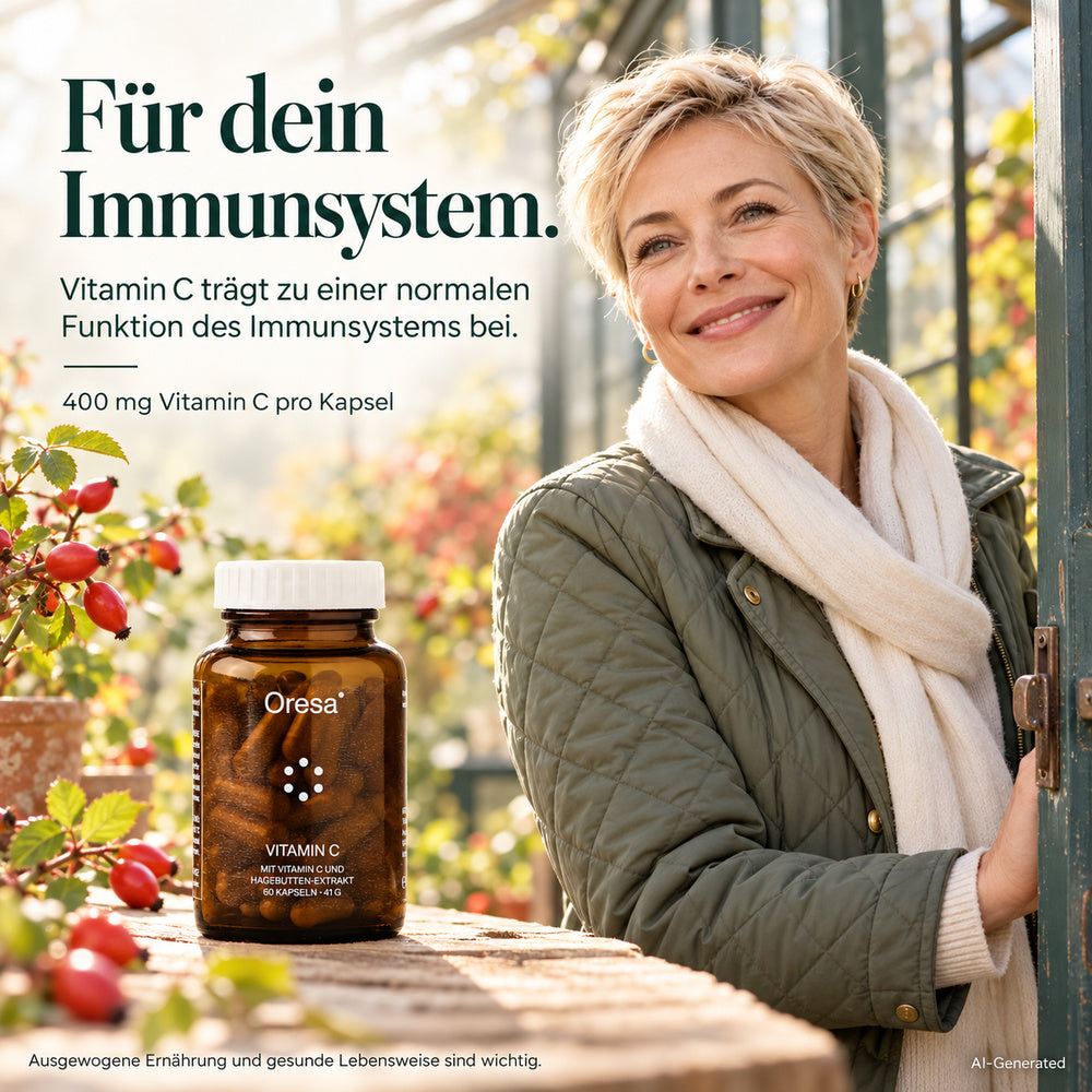 Oresa | Vitamin C 400 mg mit Hagebuttenextrakt - 60 vegane Kapseln