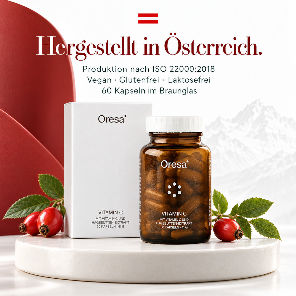 Oresa | Vitamin C 400 mg mit Hagebuttenextrakt - 60 vegane Kapseln