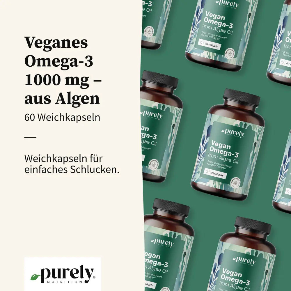 Purely | Veganes Omega-3 1000 mg aus Algen - 60 Weichkapseln