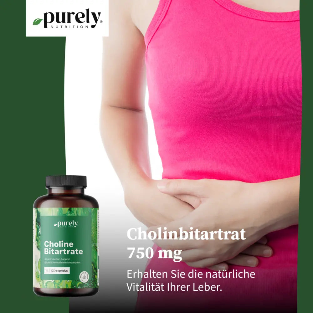 Purely | Cholinbitartrat 750 mg für Leber- & Fettstoffwechsel - 120 Kapseln
