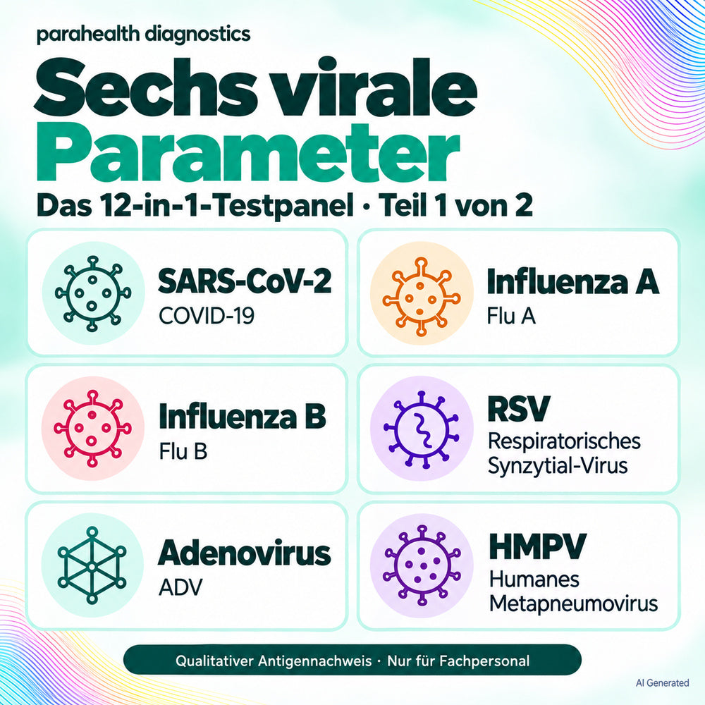 parahealth diagnostics 12-in-1 Atemwegs-Schnelltest + Gratis Nanovio FFP2 Maske