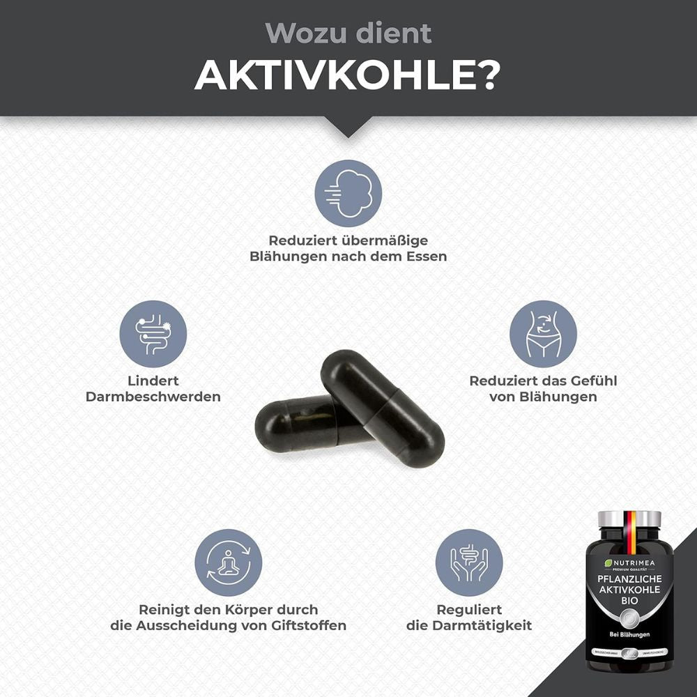 Nutrimea Rein Pflanzliche Aktivkohle BIO DETOX PURECOAL® · 60 Kapseln – Bild 2