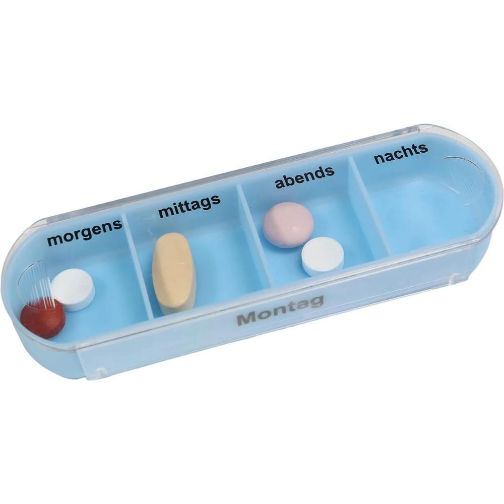 Marvita Med 7 Tage Pillenbox Turm mit Tageseinteilung · Weiss/Blau – Bild 2