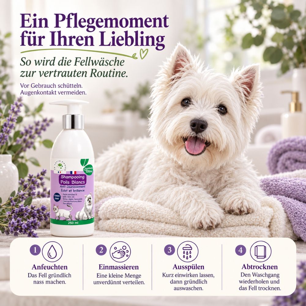 La Phyto d’Anaïs | Poils Blancs – Shampoo für weißes und helles Fell bei Hunden und Katzen – 250 ml