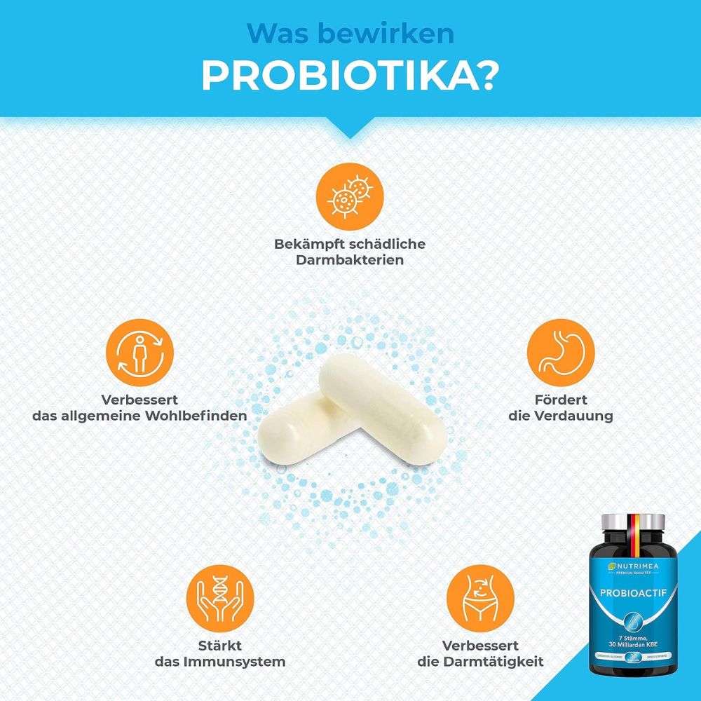 Nutrimea Probioactif Kulturen-Komplex mit 7 Bakterienstämmen & Vitamin D · 60 Kapseln – Bild 2