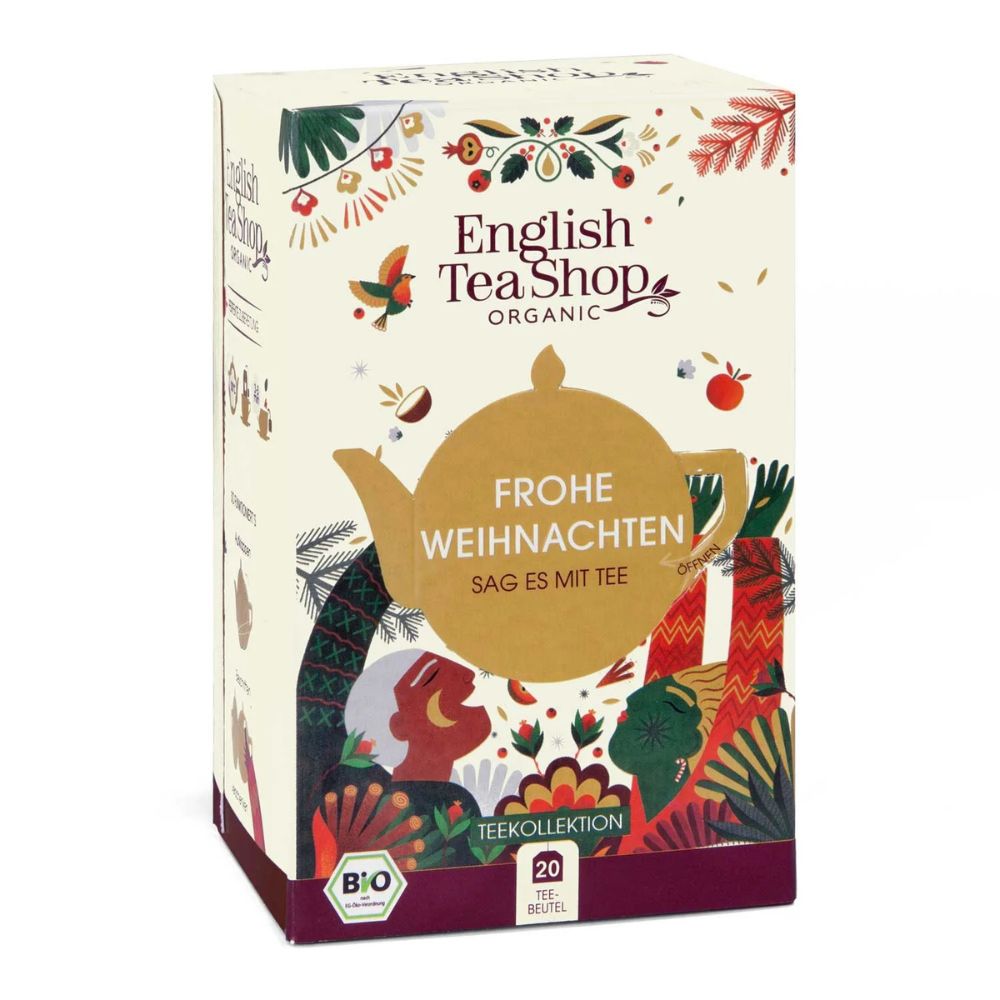 English Tea Shop Teegeschenk "Frohe Weihnachten" personalisierbar mit Klappkarte