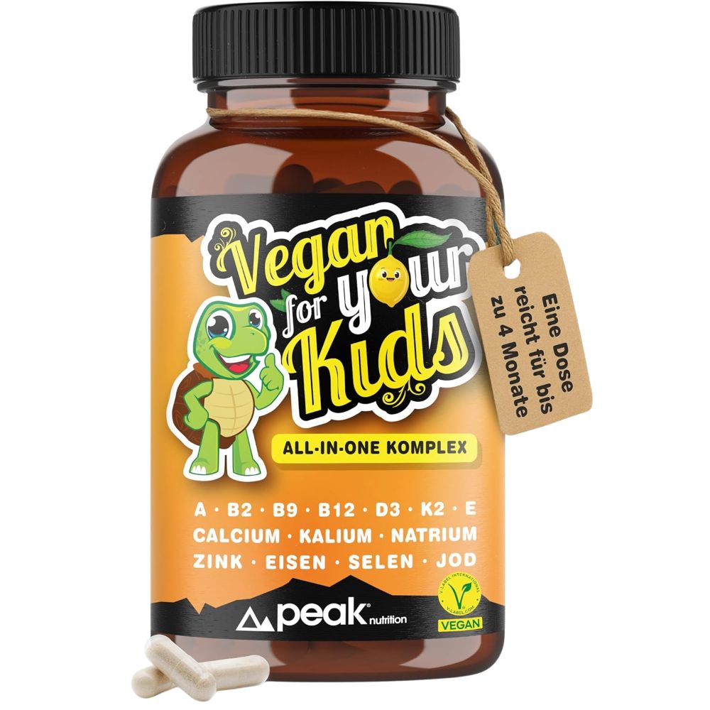 peak nutrition Vegan for your Kids · Multivitamin All-in-One für Kinder · 180 Kapseln