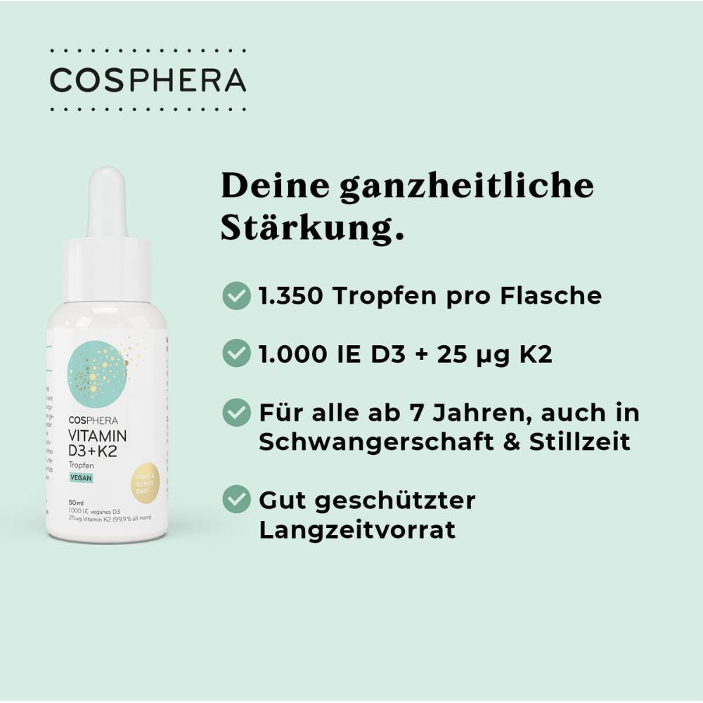 Cosphera Vitamin D3 K2 Tropfen für Knochen und Immunsystem · 50 ml – Bild 4