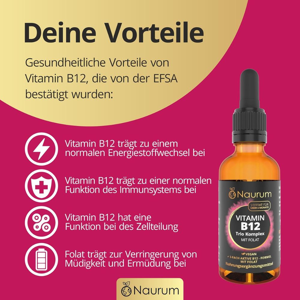 Naurum Vitamin B12 Trio Komplex mit Folat · 50ml – Bild 2