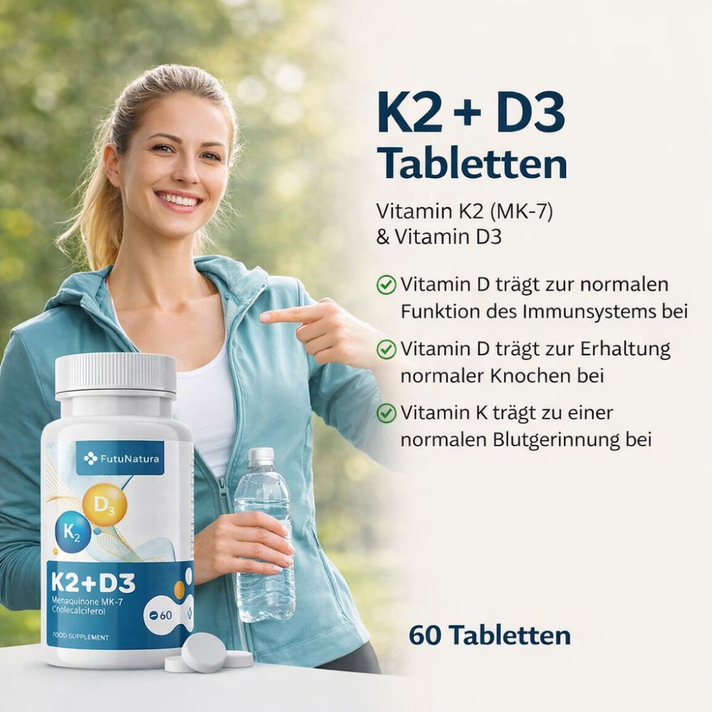 FutuNatura Vitamin K2 + D3 für gesunde Knochen · 60 Tabletten – Bild 2