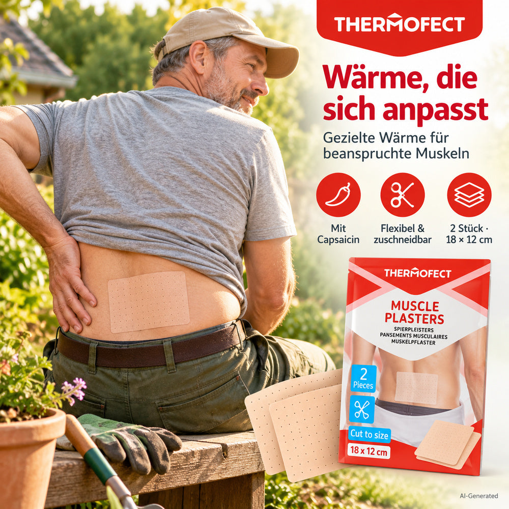 Thermofect | Wärmepflaster mit Capsaicin – Für Muskeln & Gelenke, 18 × 12 cm – 2 Stück