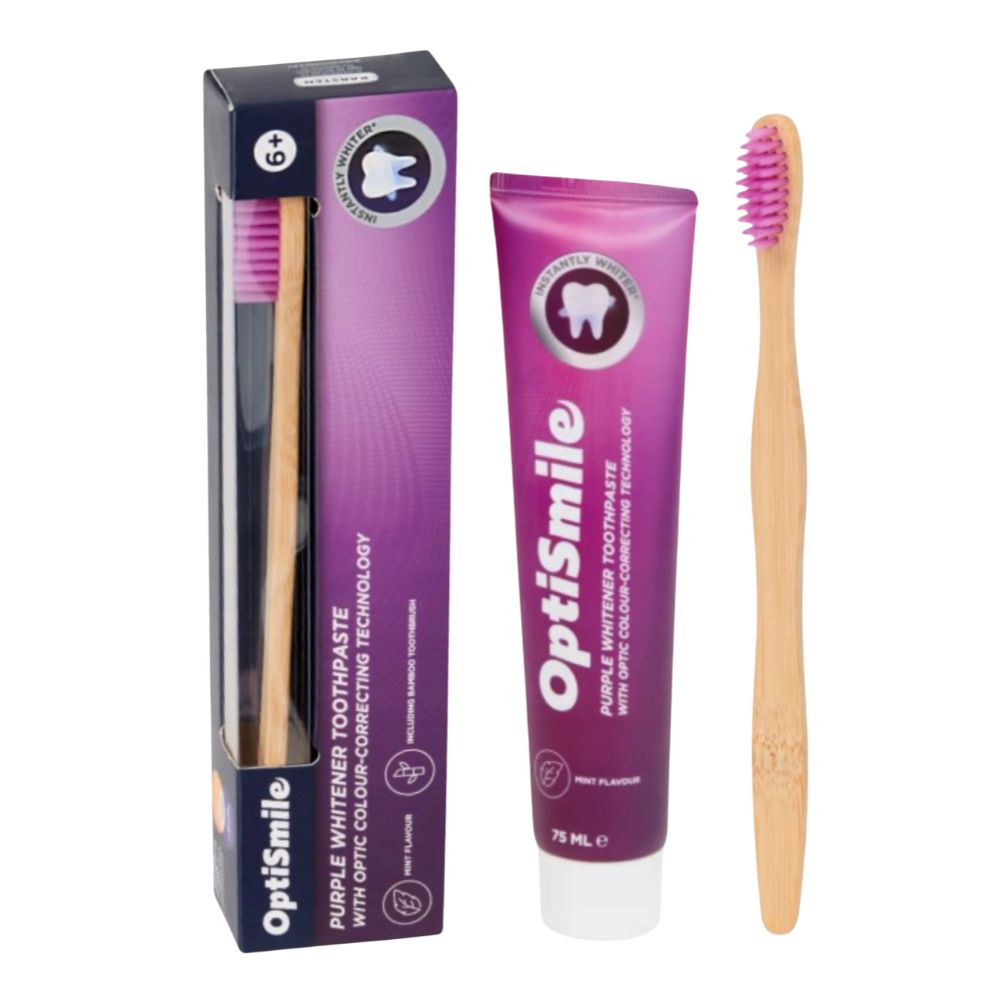 OptiSmile Zahnbürste und Zahnpasta Purple Whitening · 2-teilig · 75 ml