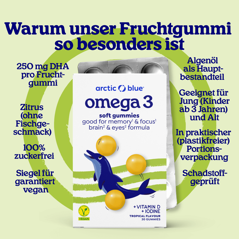 Arctic Blue Vegane Omega-3-Gummis DHA Vitamin D3 und Jod (30 Gummis) – Bild 2