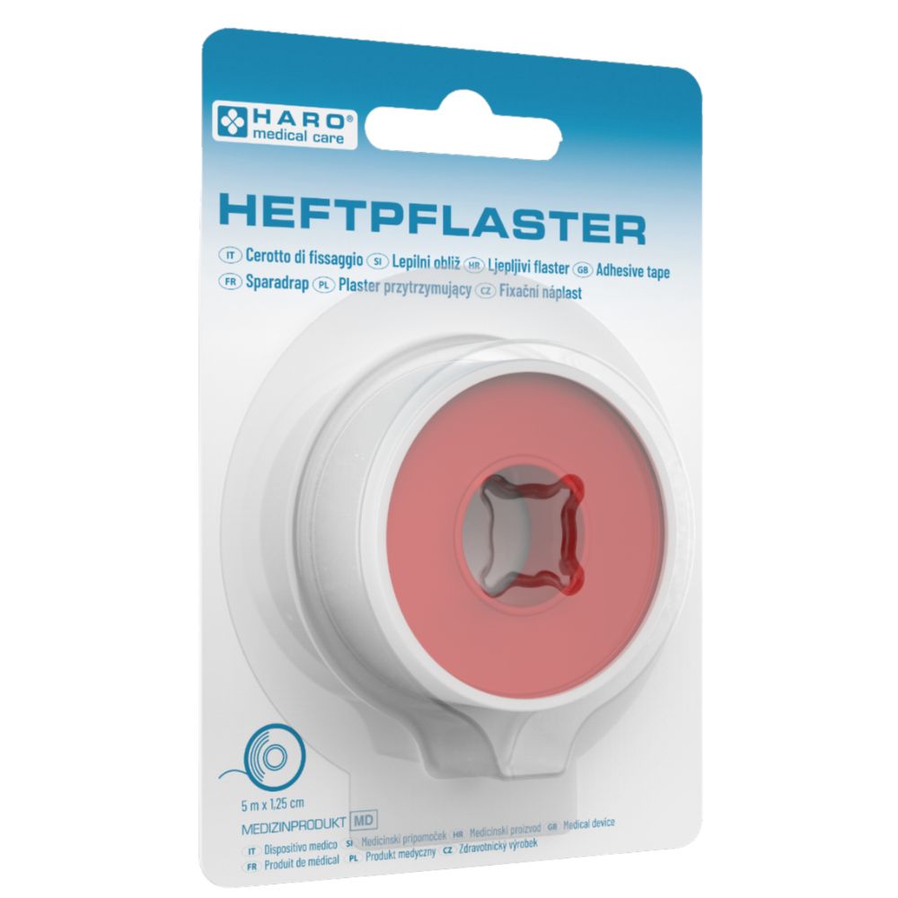 Haro Heftpflasterrolle zur Fixierung von Verbänden · 5 m x 1,25 cm