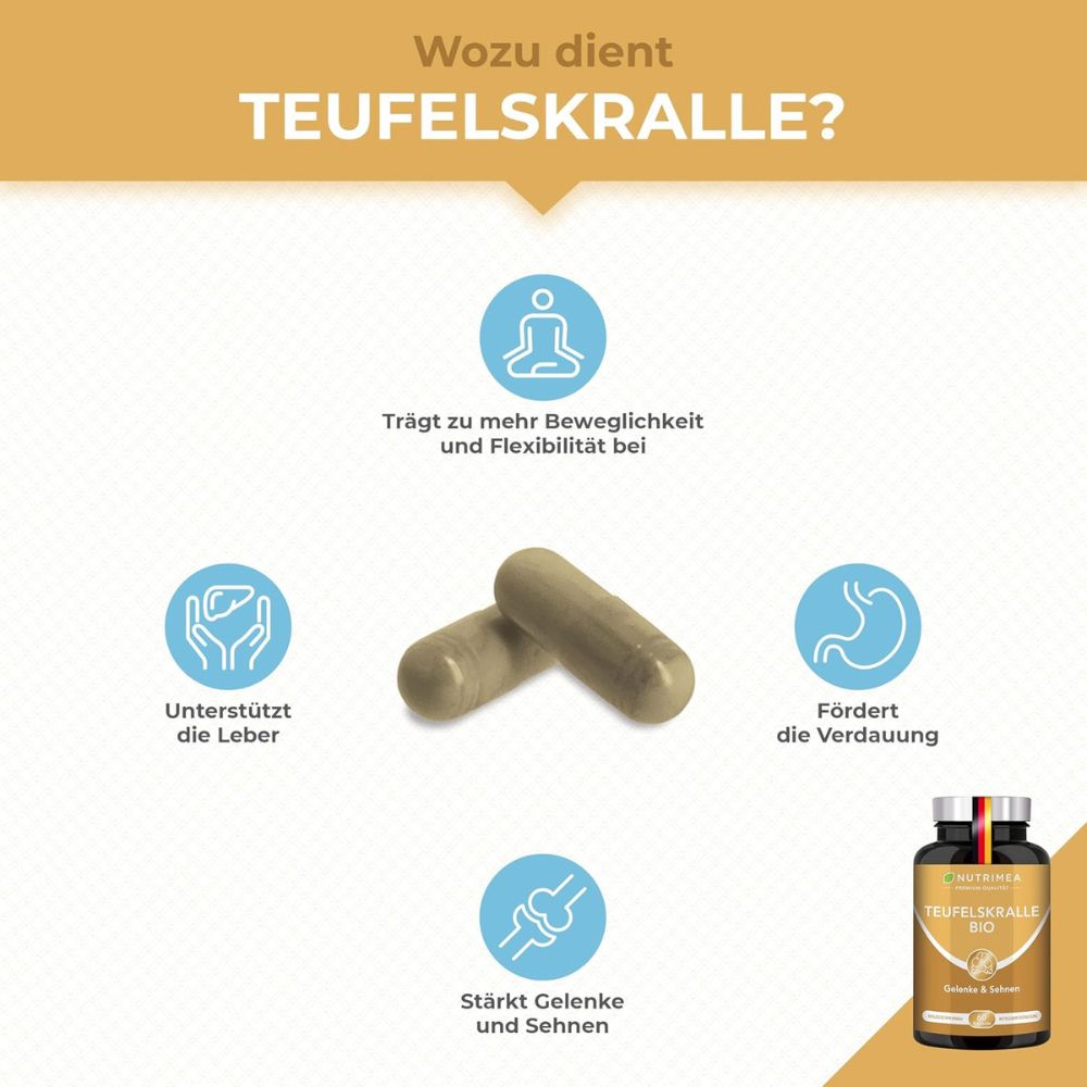 Nutrimea Teufelskralle BIO (Harpagophytum) · 60 Kapseln – Bild 2