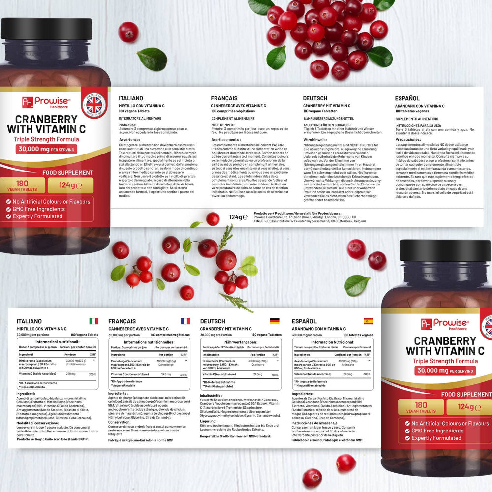Prowise Healthcare Cranberry mit Vitamin C 30.000 mg · 180 Tabletten – Bild 5